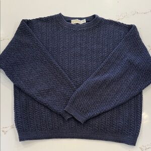 Crossings Textured Knit Sweater Men’s Large Blue Crewneck Cozy Pullover Vintage